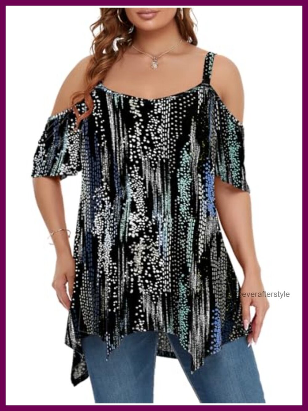 Womens Cold Shoulder Tunic Top Boho Floral Asymmetrical Hem Plus Size